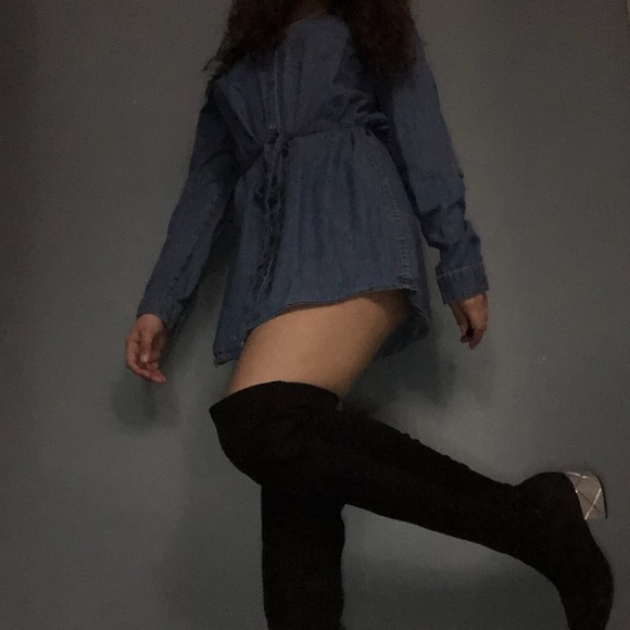 Mini button up Jean Long Sleeve cardigan w Strap - Picture 6 of 6